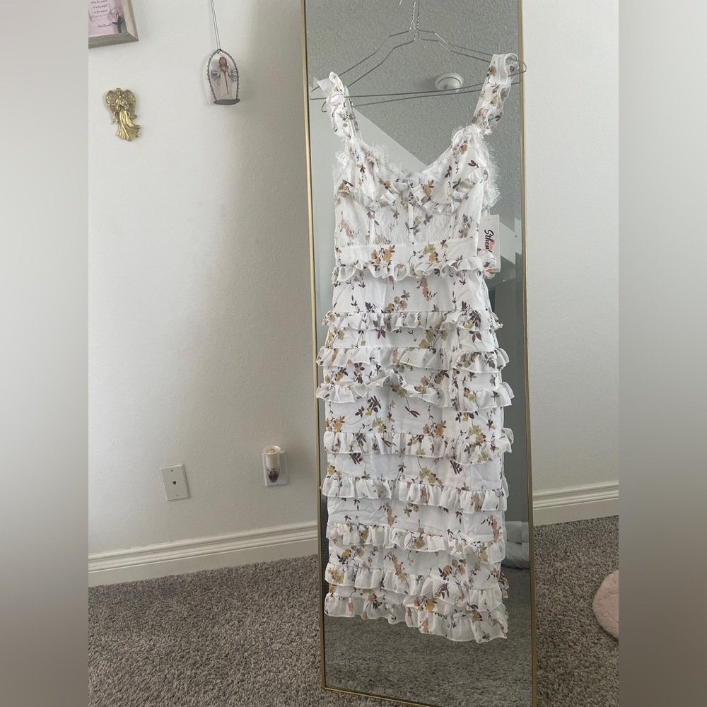 Floral Layered Ruffle Corset Mini Dress